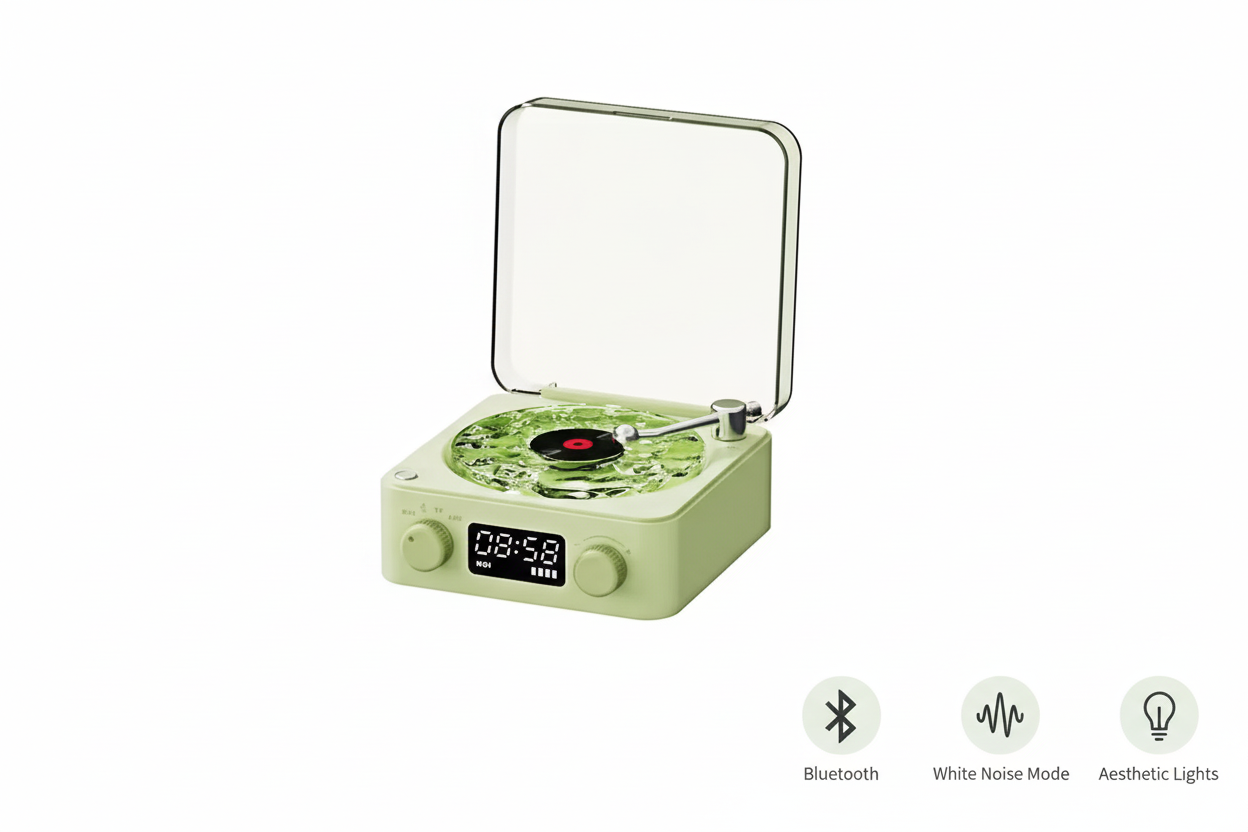 VibeDeck Retro Speaker with Feature Icons